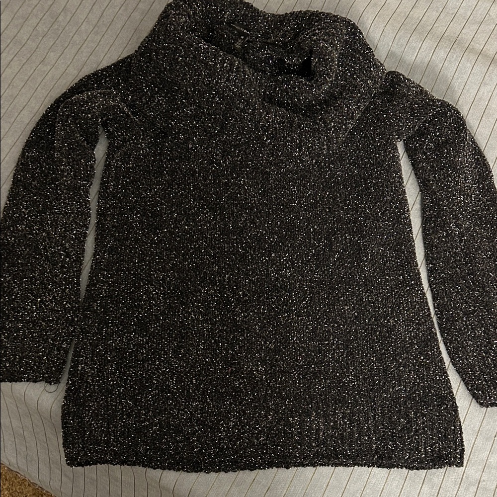 White House Black Market black and silver  Cowl Neck Sweater